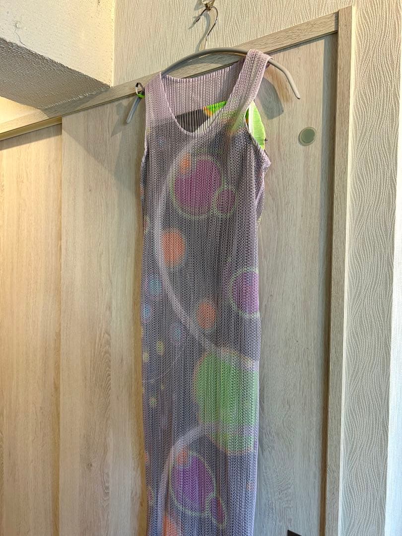 プリーツプリーズPLEATS PLEASEグラフィックプリントメッシュワンピース