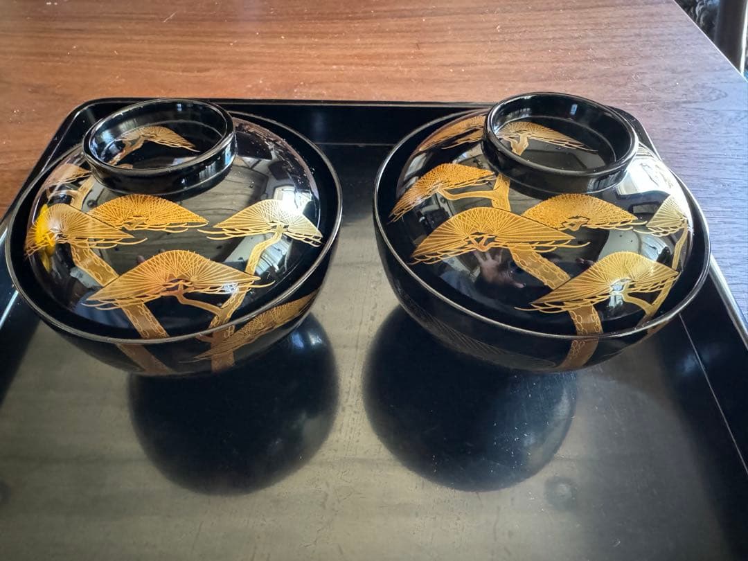 輪島塗（重要無形文化財）金蒔絵　高級汁椀　龍作　ペア