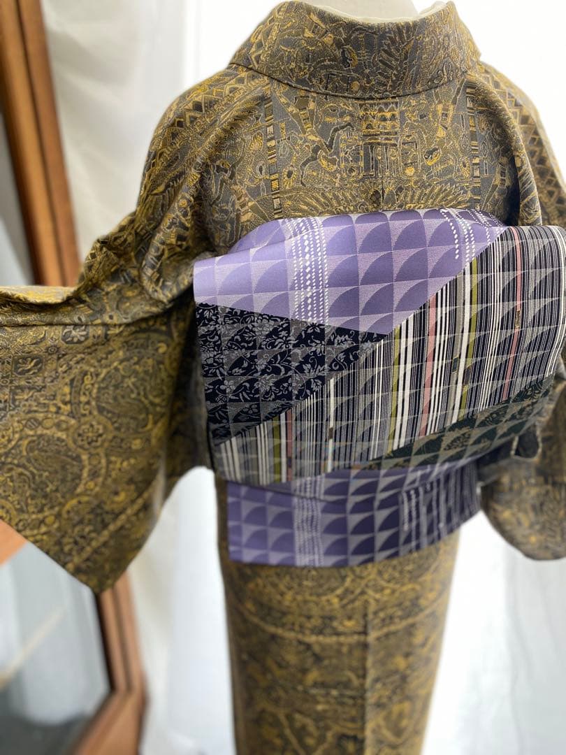 よ*し様 M3.2 前田仁仙作家　落款あり　パールトーン　お召訪問着　一方付け