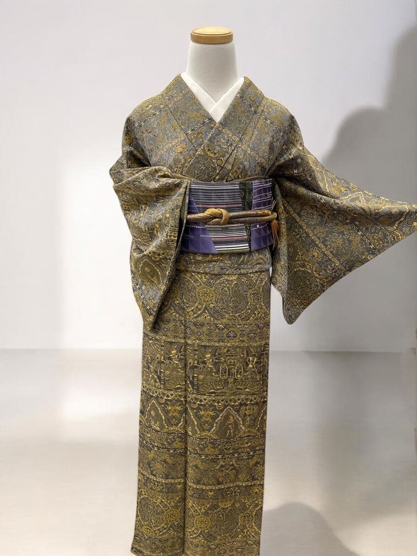 よ*し様 M3.2 前田仁仙作家　落款あり　パールトーン　お召訪問着　一方付け