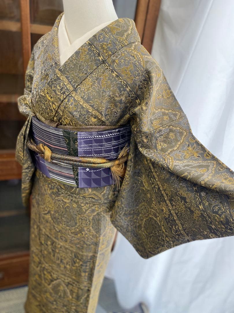 よ*し様 M3.2 前田仁仙作家　落款あり　パールトーン　お召訪問着　一方付け