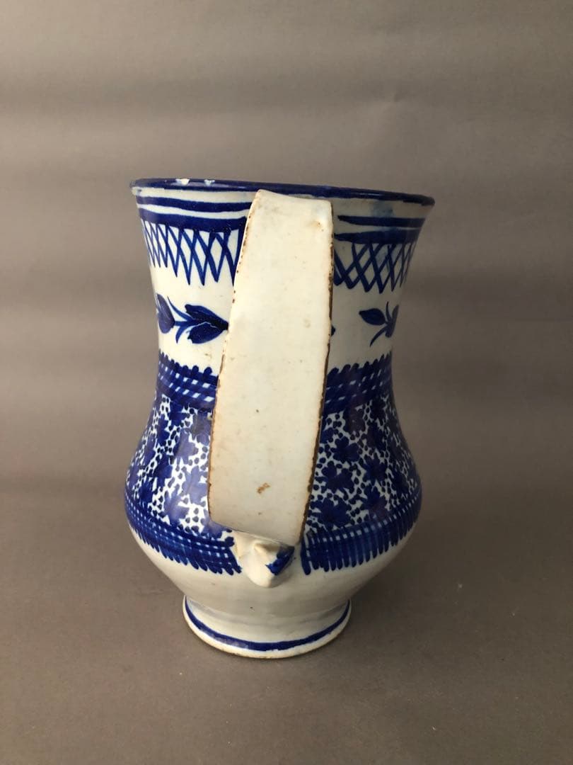 スペイン骨董　古陶 陶器　マニセス焼の水差し、ピッチャー　アンティーク