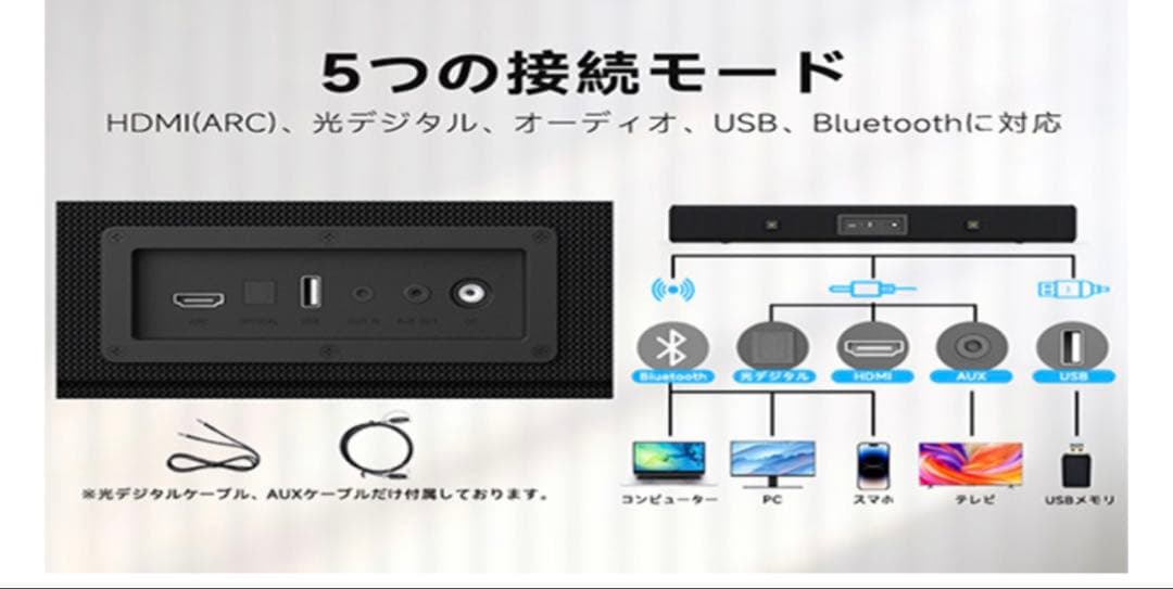 サウンドバー テレビ用スピーカー PC用Bluetooth スマホ適用 ブラック