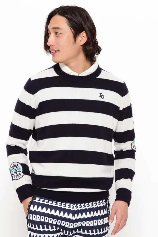 未使用 タグ付き 防風カシミヤクルーネックニットプルオーバー 4 M ネイビー