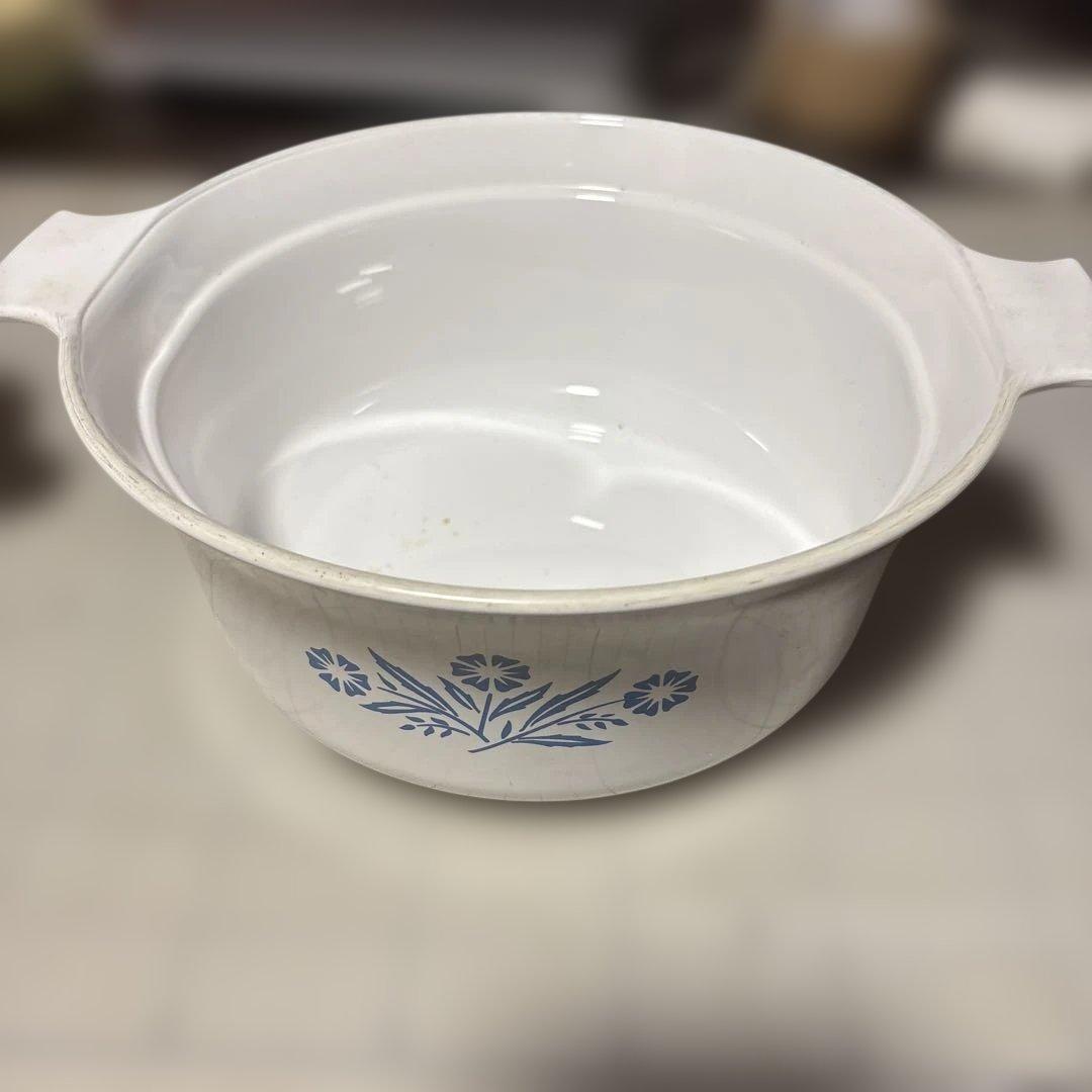 蔵出しコーニングウェア（CorningWare）のブルーの花柄鍋セット 青い花柄