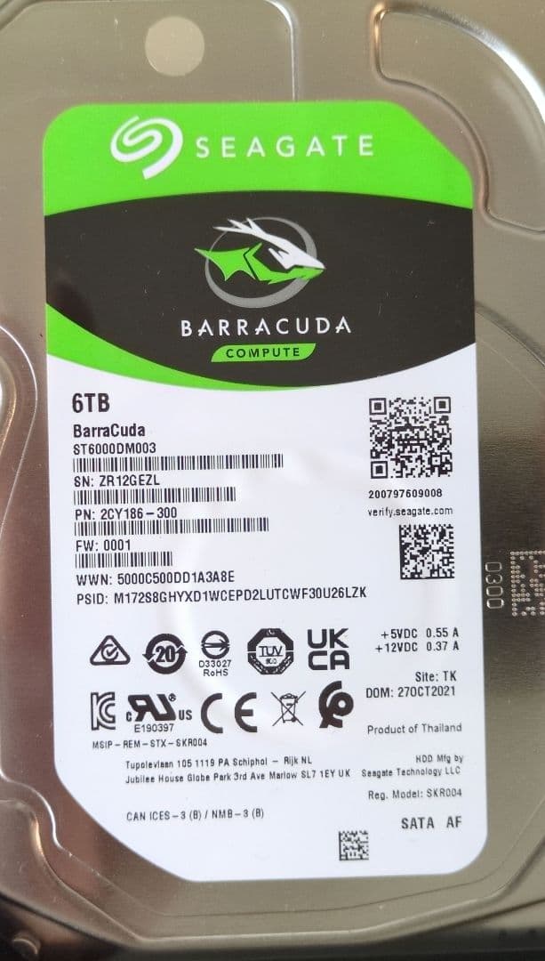 SEAGATE BarraCuda 6TB 外付けケース付き