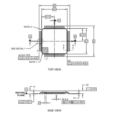PIC16F1947-I/PT 中古160個/TRAY入 PIC16F最上位版