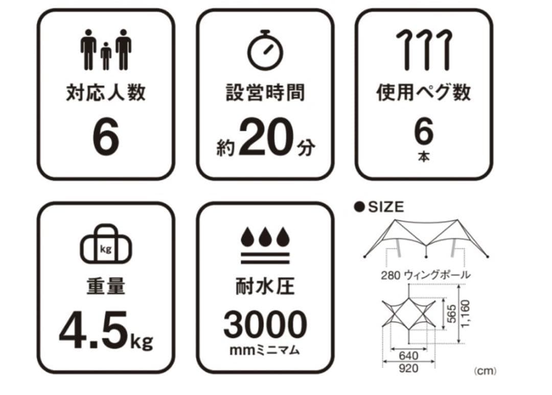 未使用スノーピークHDタープ シールド ヘキサエヴォ Pro.焚火インナーセット
