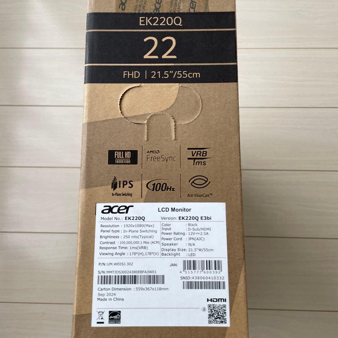 acer EK220Q E3bi IPSモニター