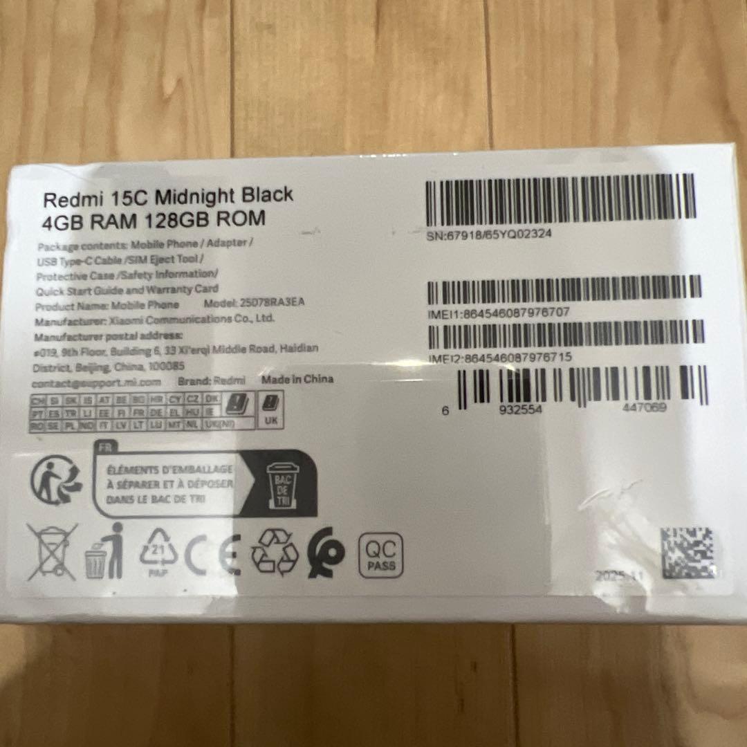 Redmi 15C 4GB RAM 128GB ROM ミッドナイトブラック
