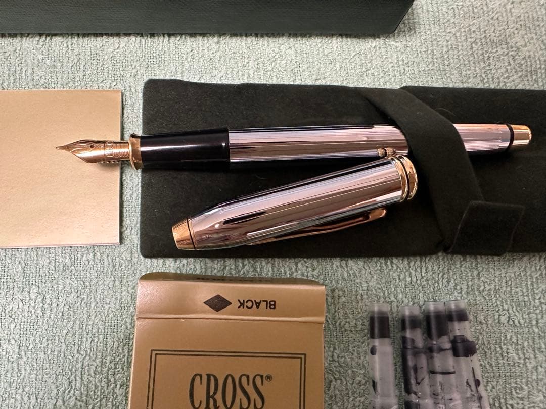 CROSS ヴィンテージ 万年筆　シルバー　ゴールド　専用ケース付き