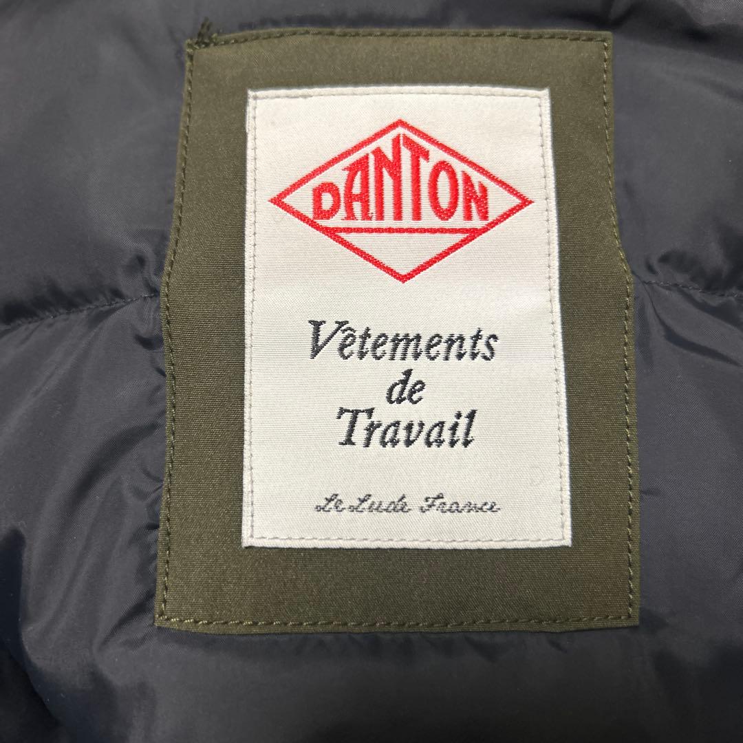 DANTON フーデットダウンジャケット　ファー付き　カーキ　40