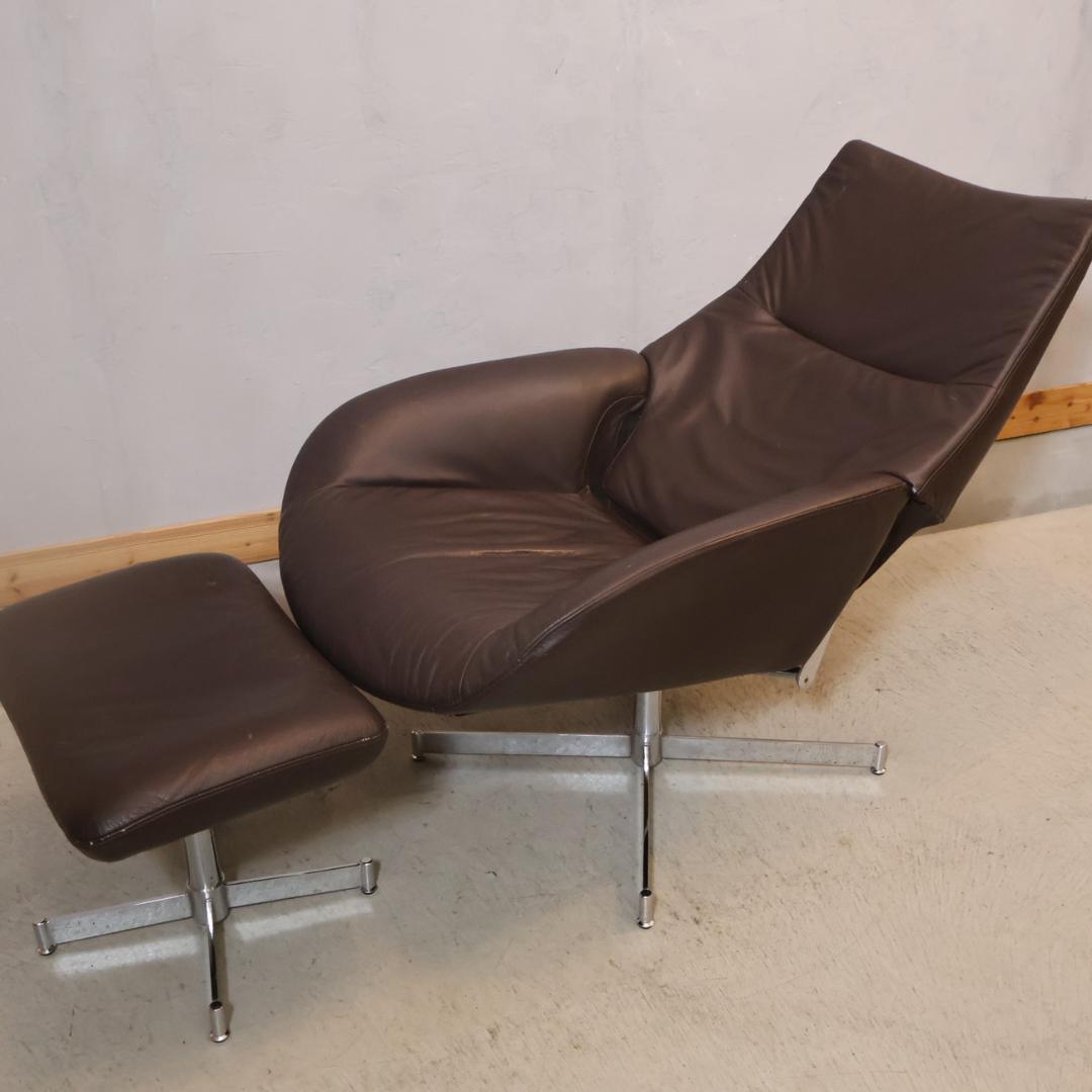 KEBE ケべ フランスベッド 本革 リクライニングチェア オットマン 1P