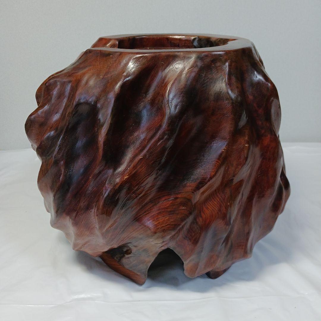 送料込み　屋久杉　虎杢の花器・つぼ(アンティーク)