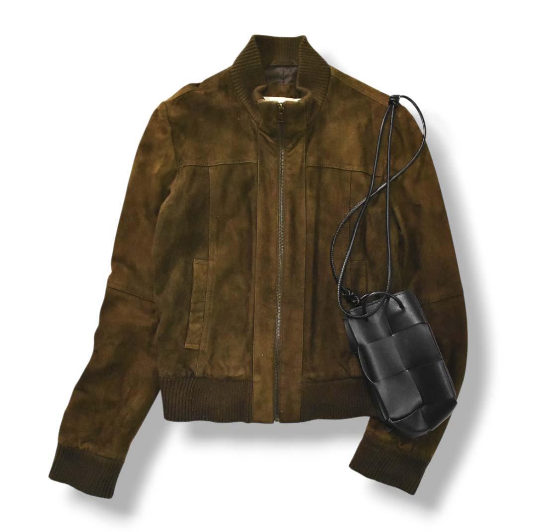 【人気】 ザラ ZARA レザー スエード ジャケット S ブラウン ♪