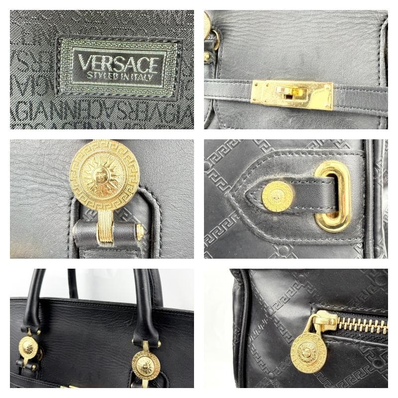 美品 VERSACE 2way ボストンバッグ 黒×金 サンバースト