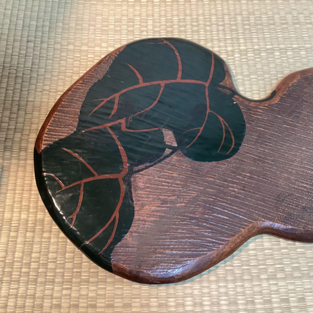 煎茶葉盆　① 煎茶道瓢型漆絵葉盆