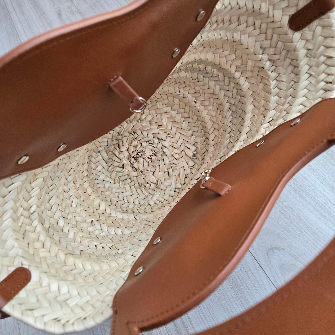 美品✨ルブタン ラフィア ビルムーン バスケット かごバッグ 2way レザー
