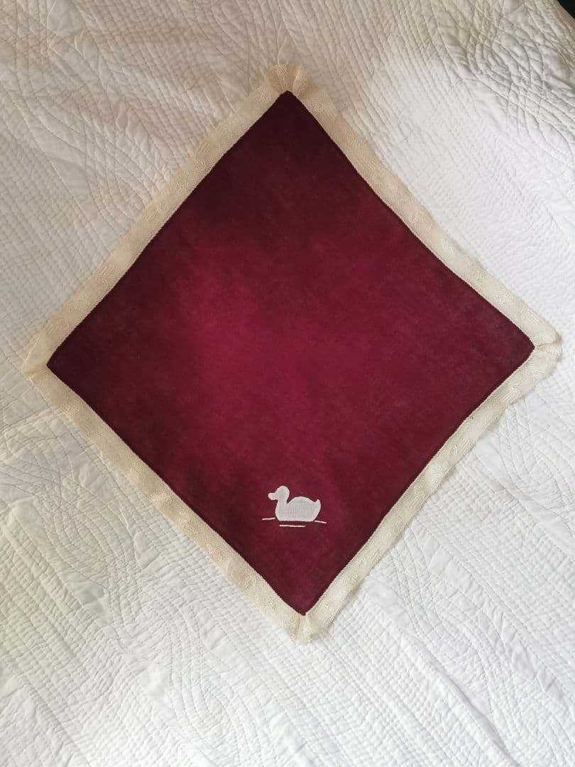 アンティーク 家鴨アップリケ刺繍 繊細な水鳥＆水草花アランソンレース クロス β