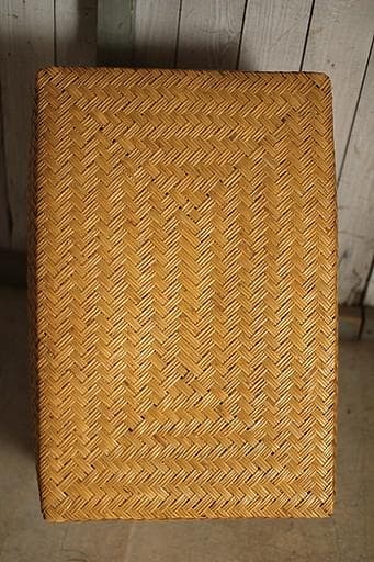 状態良く形の綺麗な古い竹編みの収納かご　行李　竹籠　篭　古道具