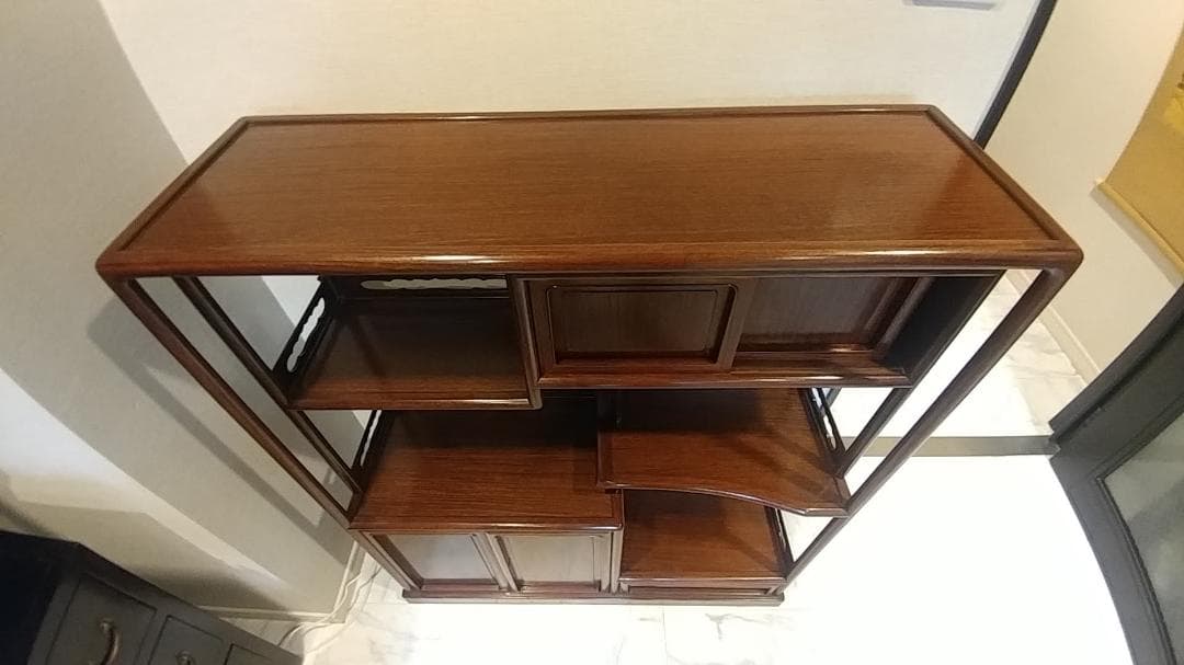 茶棚 茶箪笥 飾り棚 違い棚 茶道具透かし彫り 和箪笥 アンティーク