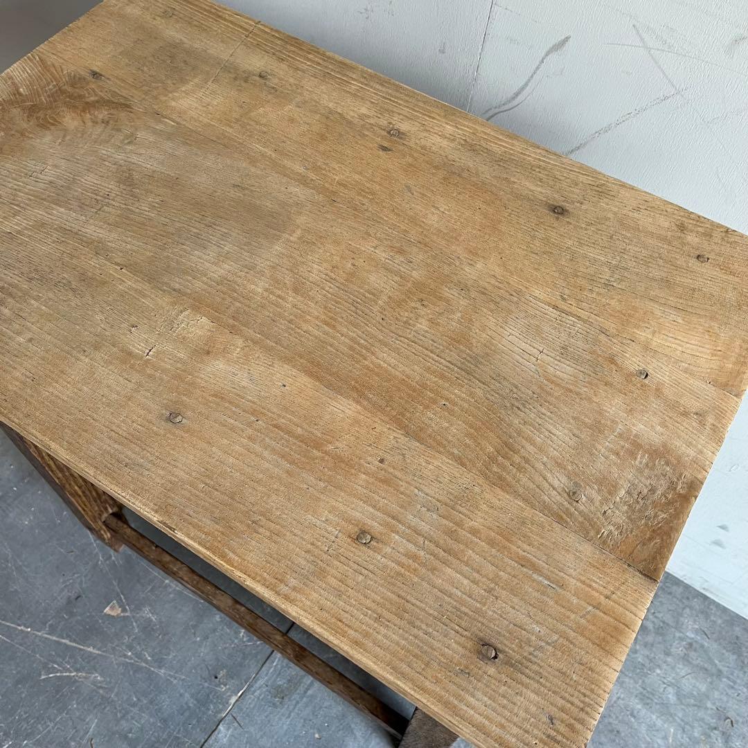 アンティーク 無垢材 サイドテーブル 飾り棚 棚 作業台 レトロ