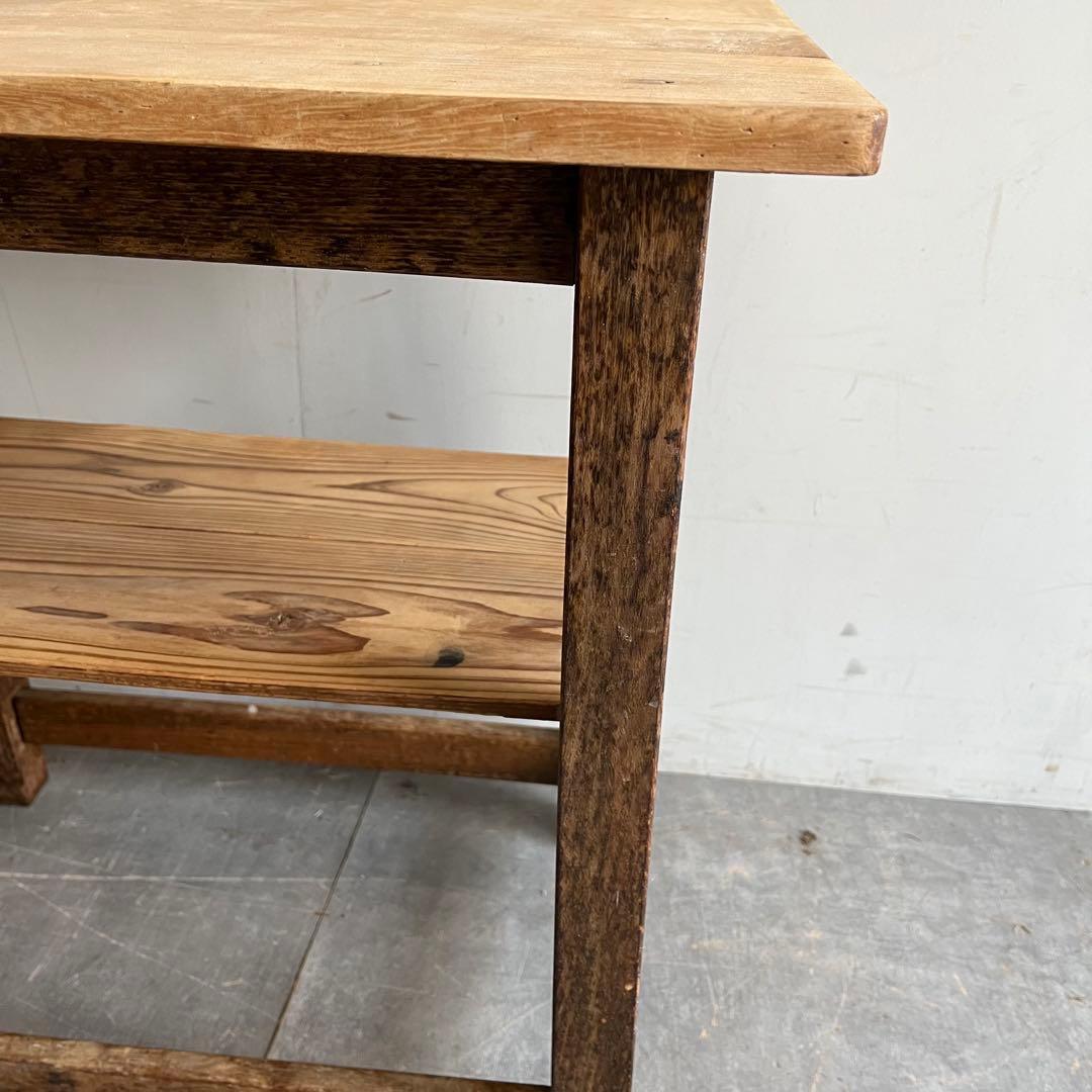 アンティーク 無垢材 サイドテーブル 飾り棚 棚 作業台 レトロ