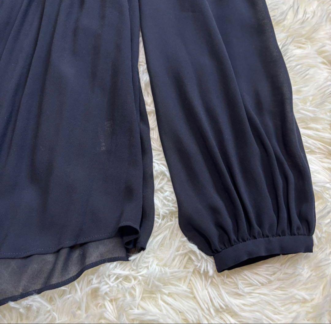 【美品】L'UNE リュンヌ プリーツブラウス リボン シフォン