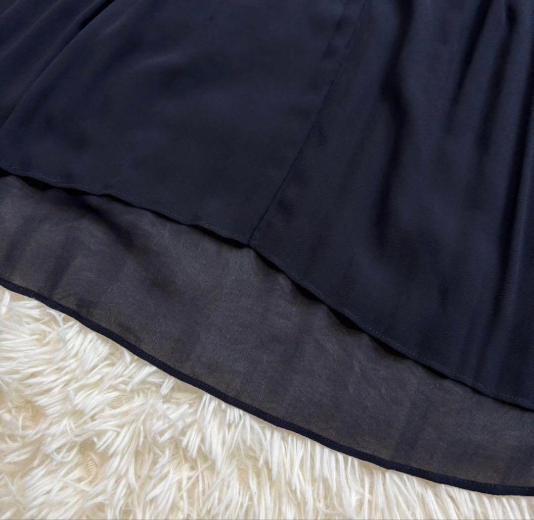 【美品】L'UNE リュンヌ プリーツブラウス リボン シフォン