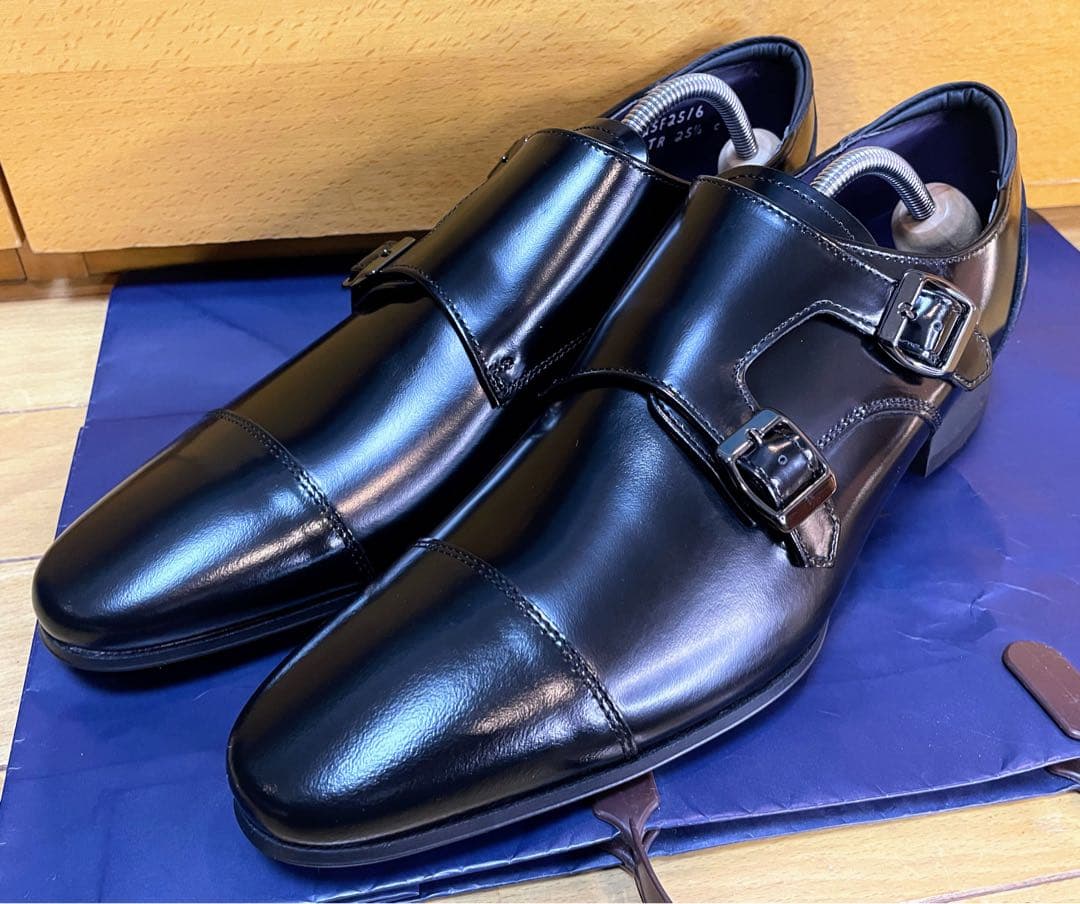 新品リーガルビジネスシューズモンクストラップスクラッチタフレザー25.5