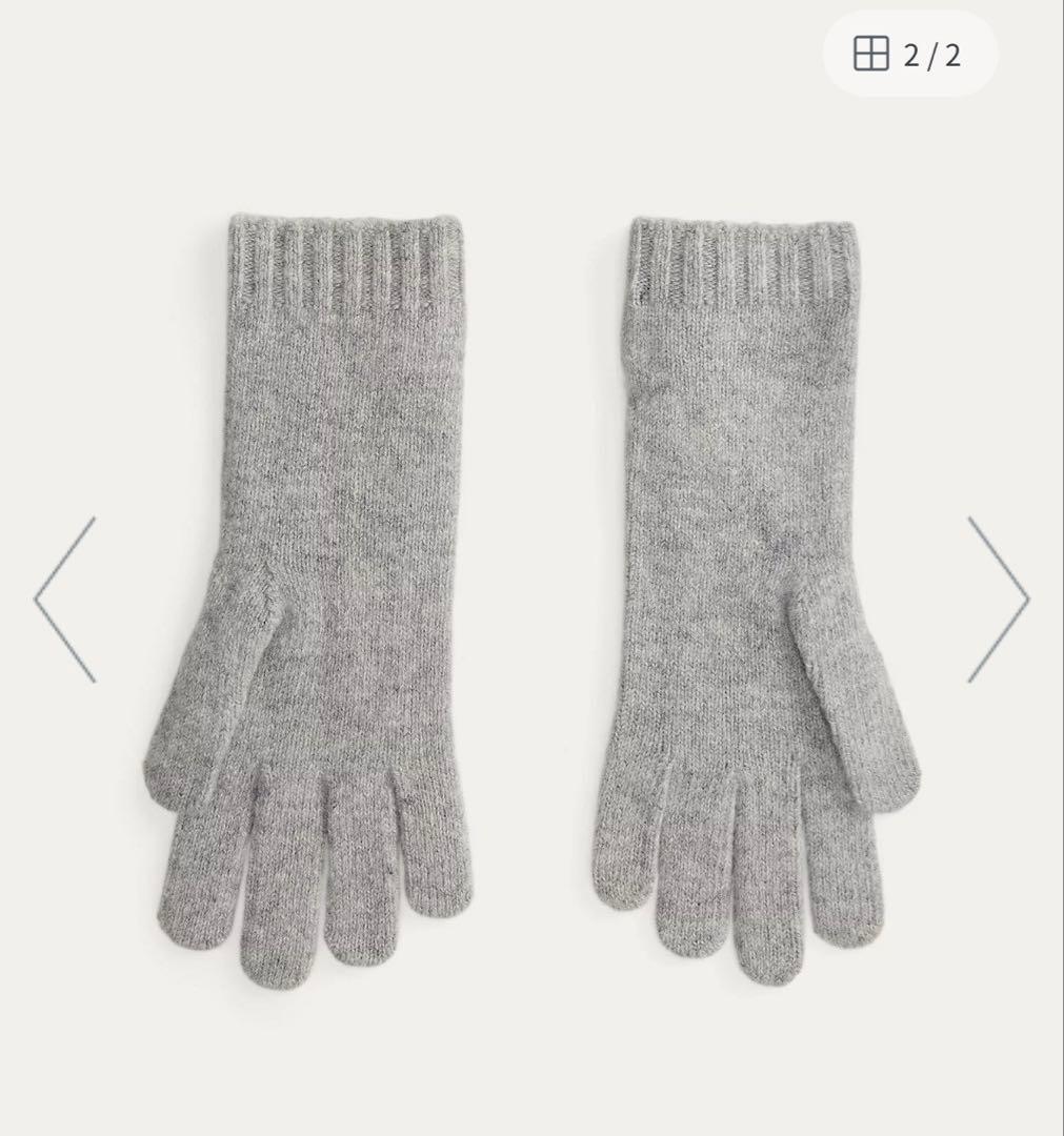 【試着のみ】ラルフローレン ウールカシミヤ 手袋 グレー