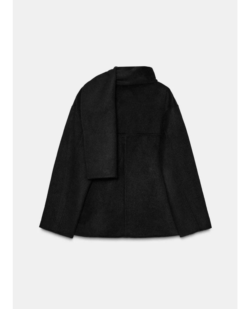 完売品⭐︎ZARA ウール ショートスカーフコート L ブラック 今期新作