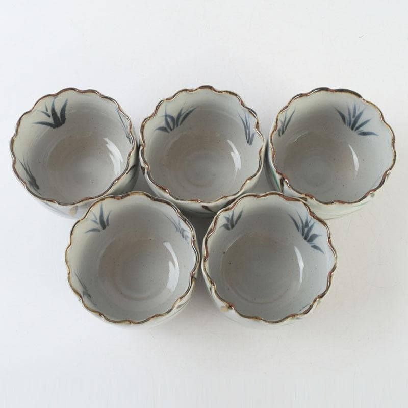 和食器　茶懐石　幸兵衛窯　芦文　小鉢　五客　共箱　N　9373