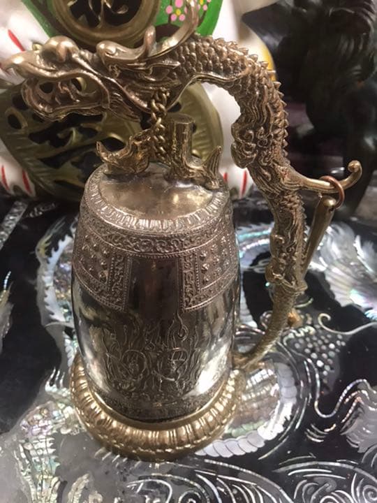 真鍮製釣鐘　龍　風水