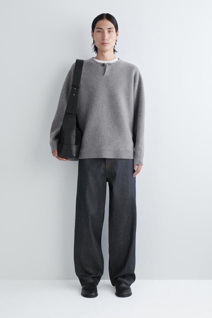 COS ダブルフェイスメリノウールヘンリーニット