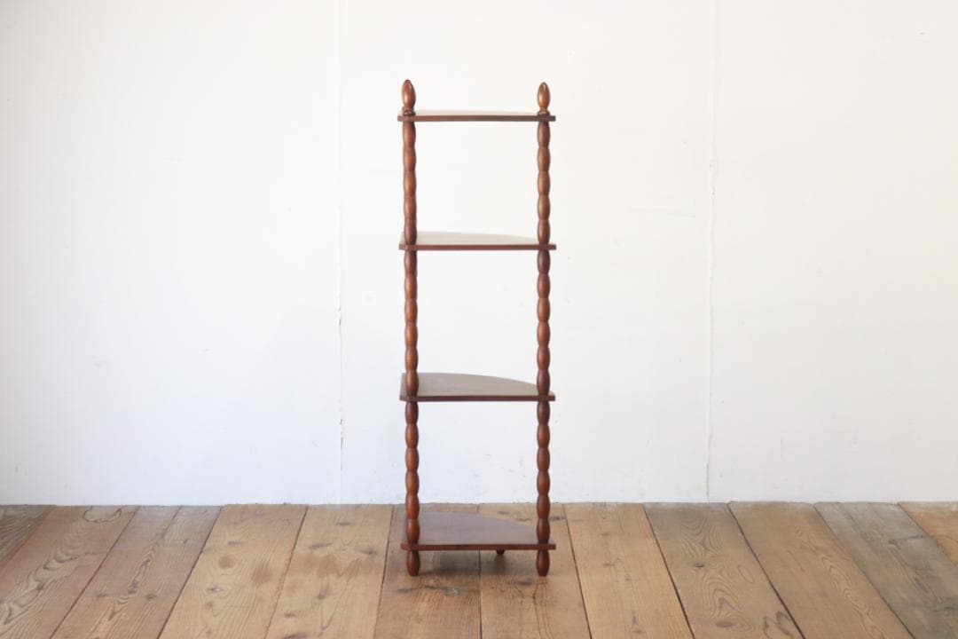 レトロ ナジコ コーナーシェルフ 4段 ラック 飾り棚 花台 電話台 組み立て