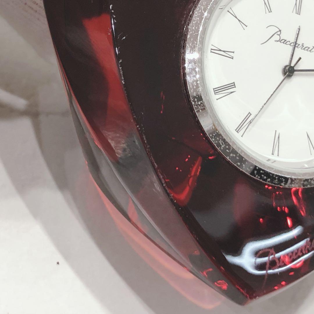 ☆Baccarat☆ バカラ 置き時計 ハート レッド ガラス素材 インテリア