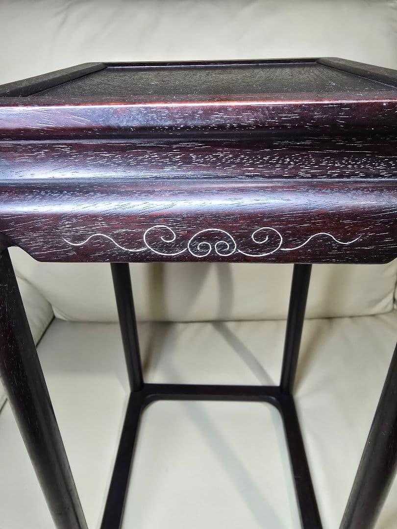 時代物 唐物 唐木 銀象嵌唐草付 花台　紫檀 華道具　飾り棚　茶道具　骨董品