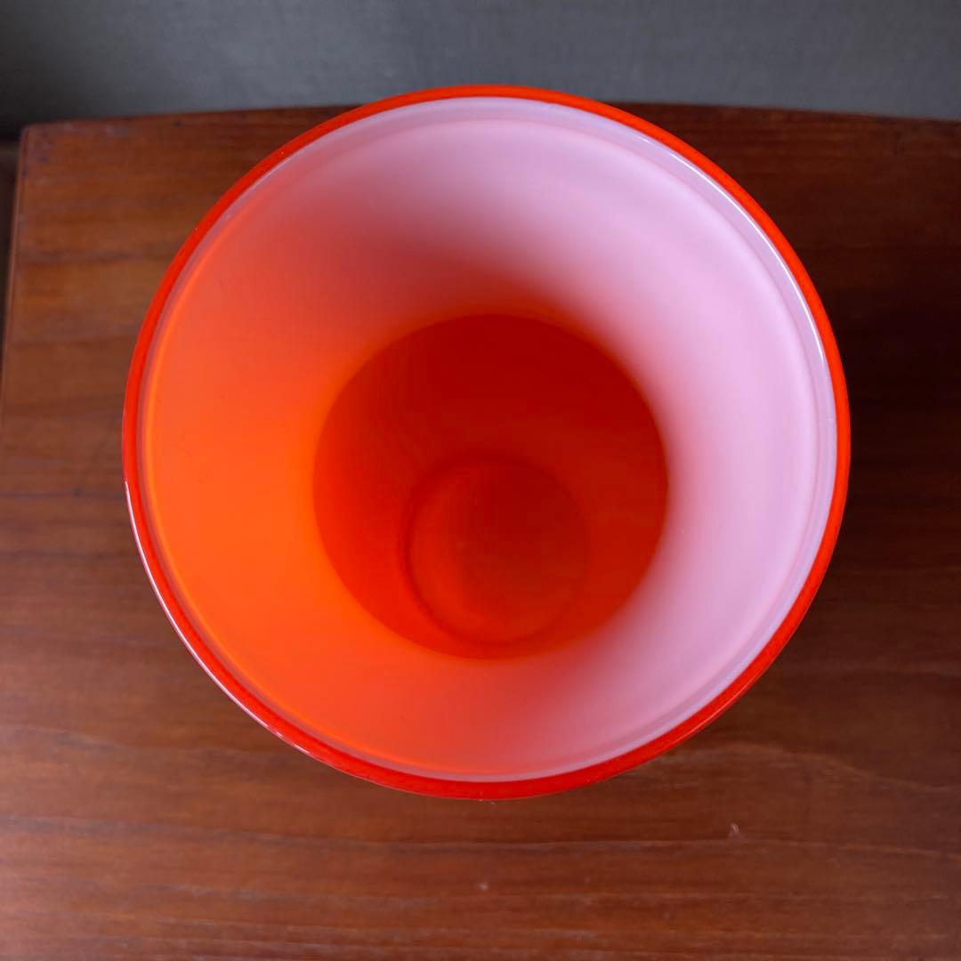 イタリア製　オレンジのガラス花瓶