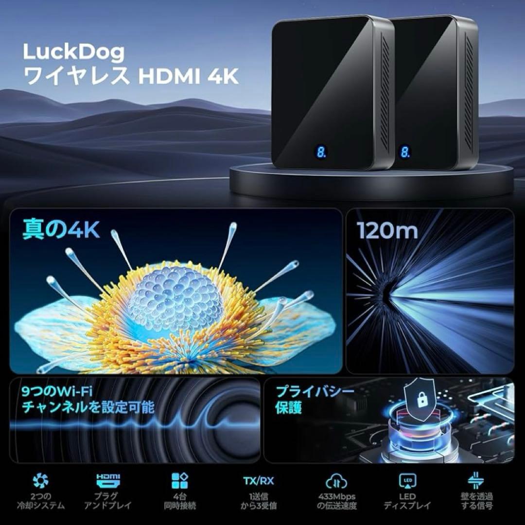 【2026最新】ワイヤレスHDMI 無線送受信機60m安無線伝送 4K 30Hz