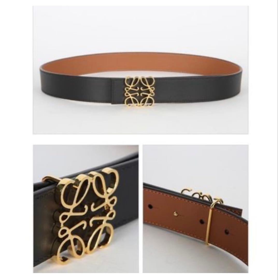 S*n様 ロエベ アナグラム　リバーシブルベルト タン/ブラック　ゴールドバック