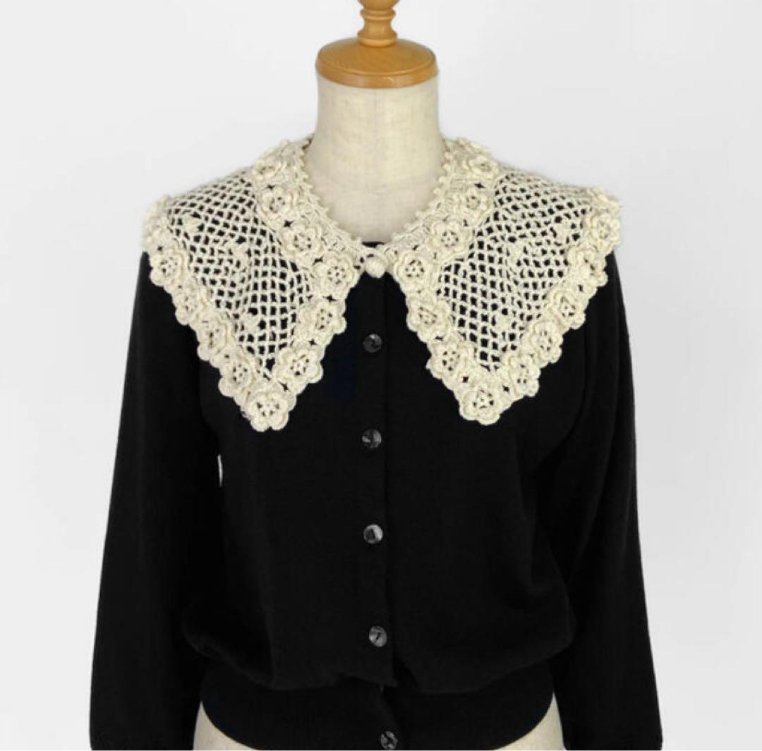 Verybrain かぎ編み　襟付き　カーディガン