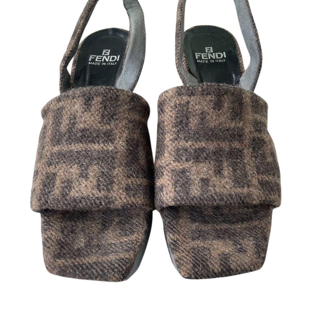 FENDI フェンディ 厚底サンダル ミュール ズッカ柄　36.5 24cm