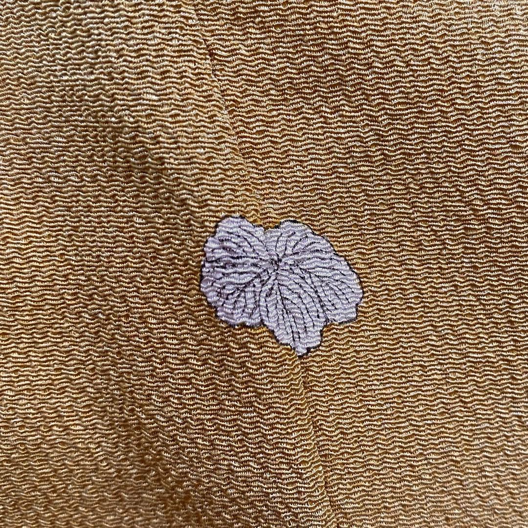 正絹　訪問着　一つ紋　くすみ黄色系　袷