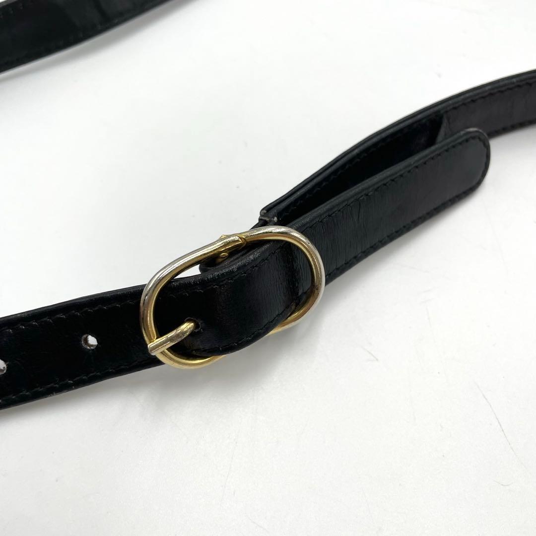 オールドグッチ ショルダーバック インターロッキング ロゴ ブラック レザー