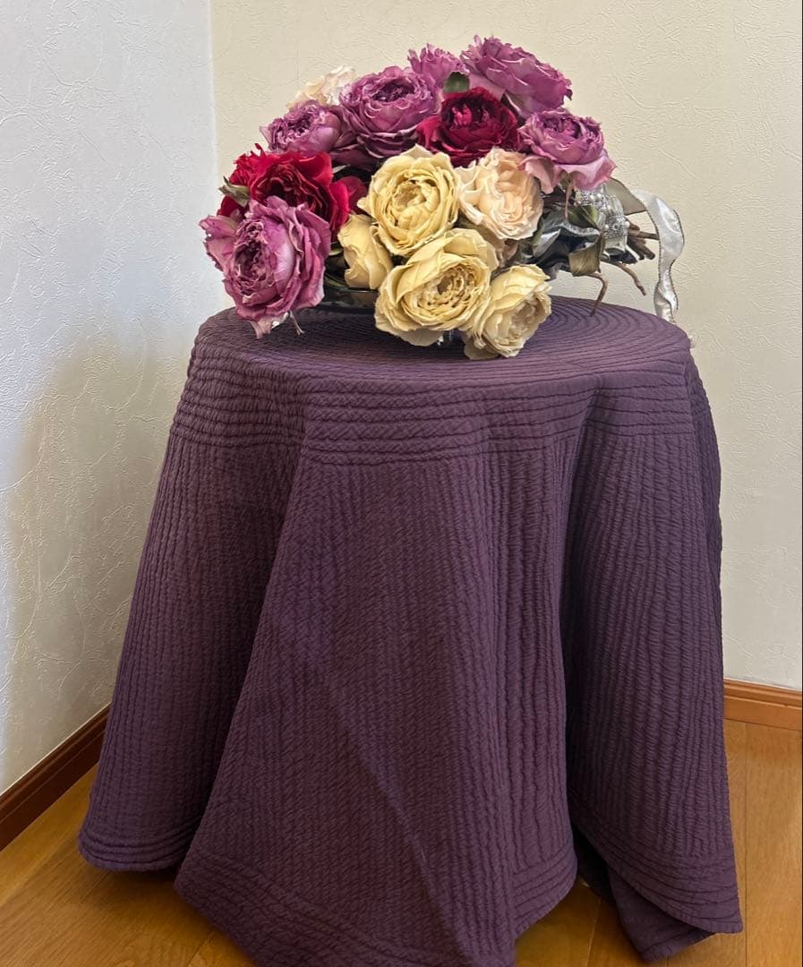 染め花　大輪のバラの花束　アートフラワー　ハンドメイド　リボン付き