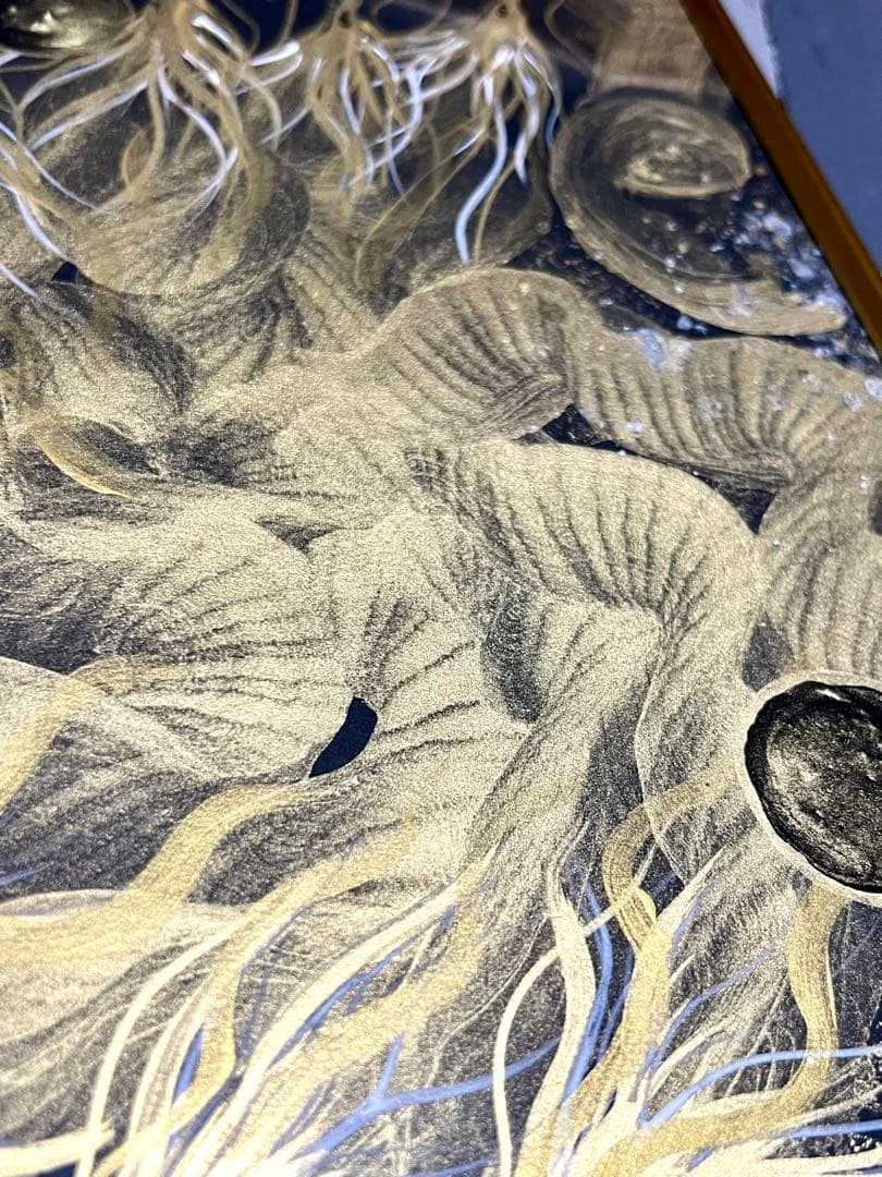 【九頭龍大権現】　開運　置物　龍神　アート　絵　一筆龍　ギベオン　イミラック隕石