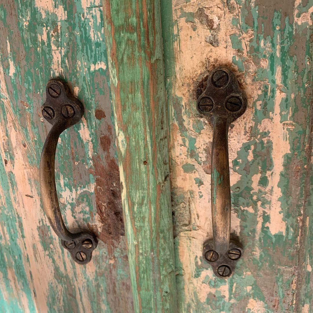 アンティークキャビネット 希少カラー　グリーンペイント　年代物　ビンテージ家具