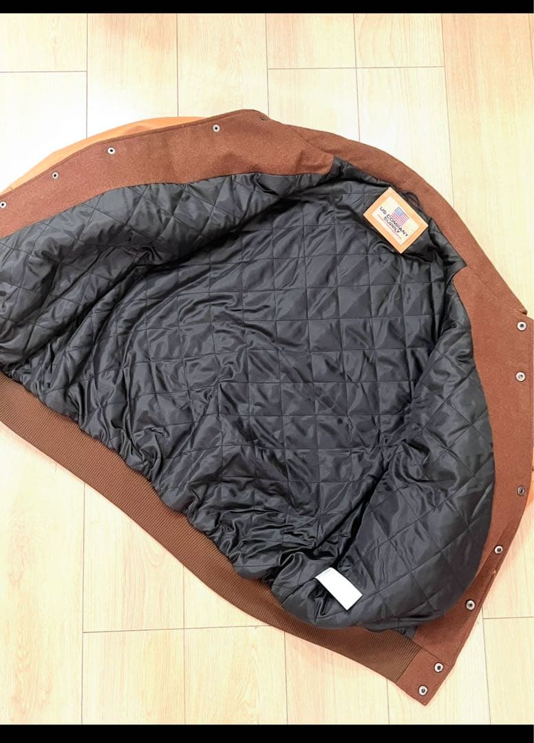 メンズ　ブラウン スタジャン レザー袖