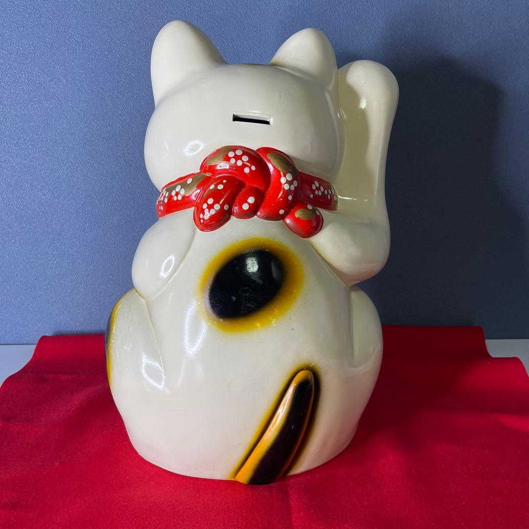 【　年代物　】特大　常滑焼　招き猫　右手招き　金運　昭和　レトロ